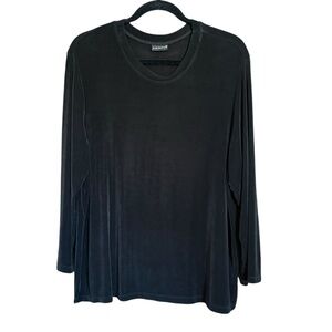 Citiknit Black Travelers Wrinkle Resistant Long Sleeve Tunic Top Size Small